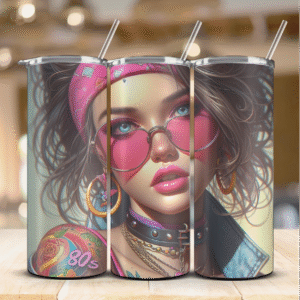 tumbler mockup girl 80s