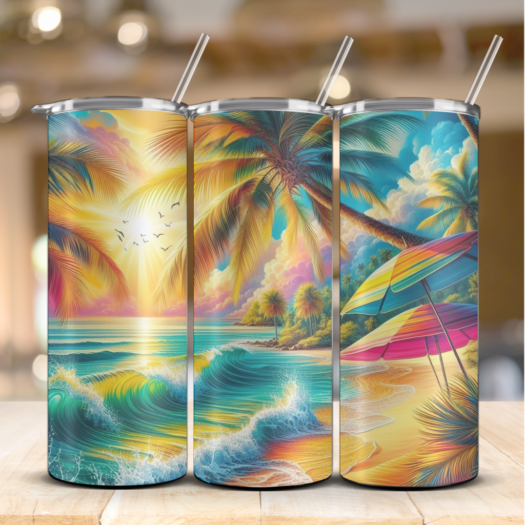 tumbler mockup beach