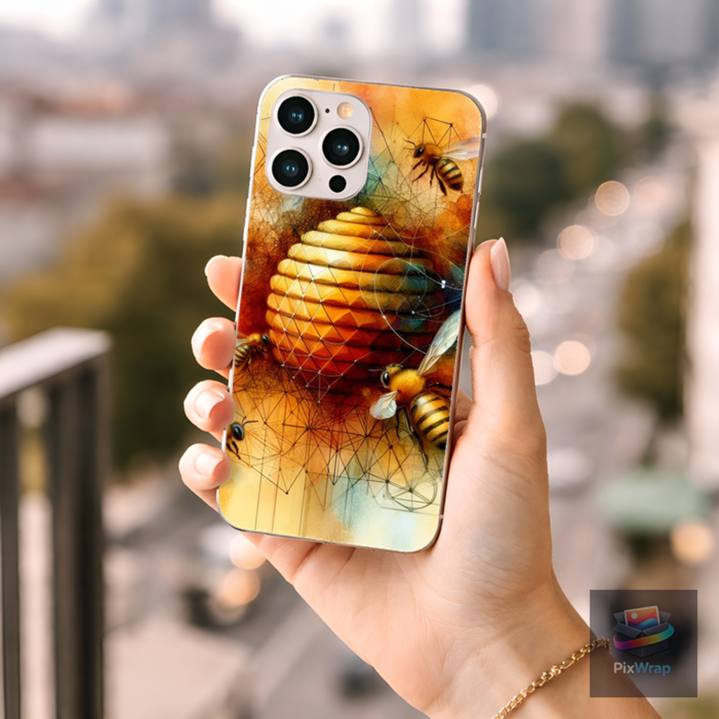 smartphone mockup displaying custom artwork in a realistic setting