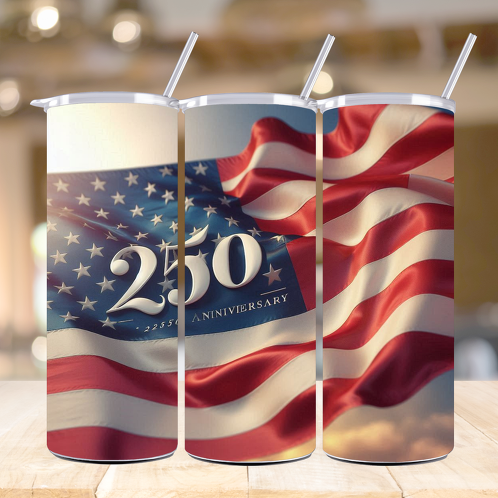 usa 250th anniversary patriotic tumbler wrap mockup 3d preview